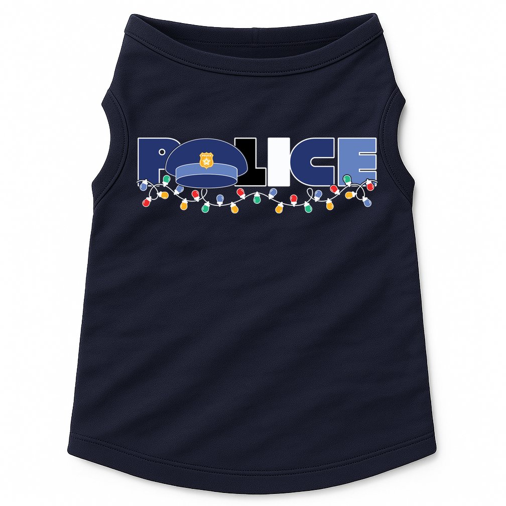 Christmas Police Texture Police Hat Graphic Oversized Doggie Tank