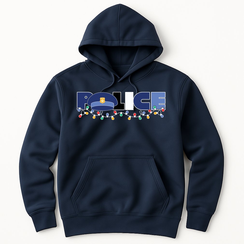 Christmas Police Texture Police Hat Graphic Oversized Hoodie