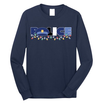 Christmas Police Texture Police Hat Graphic Oversized Long Sleeve Shirt