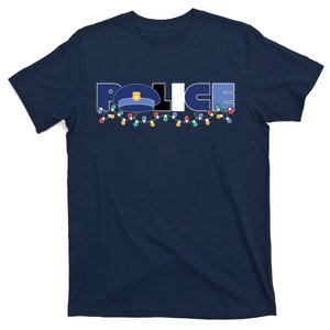 Christmas Police Texture Police Hat Graphic Oversized T-Shirt