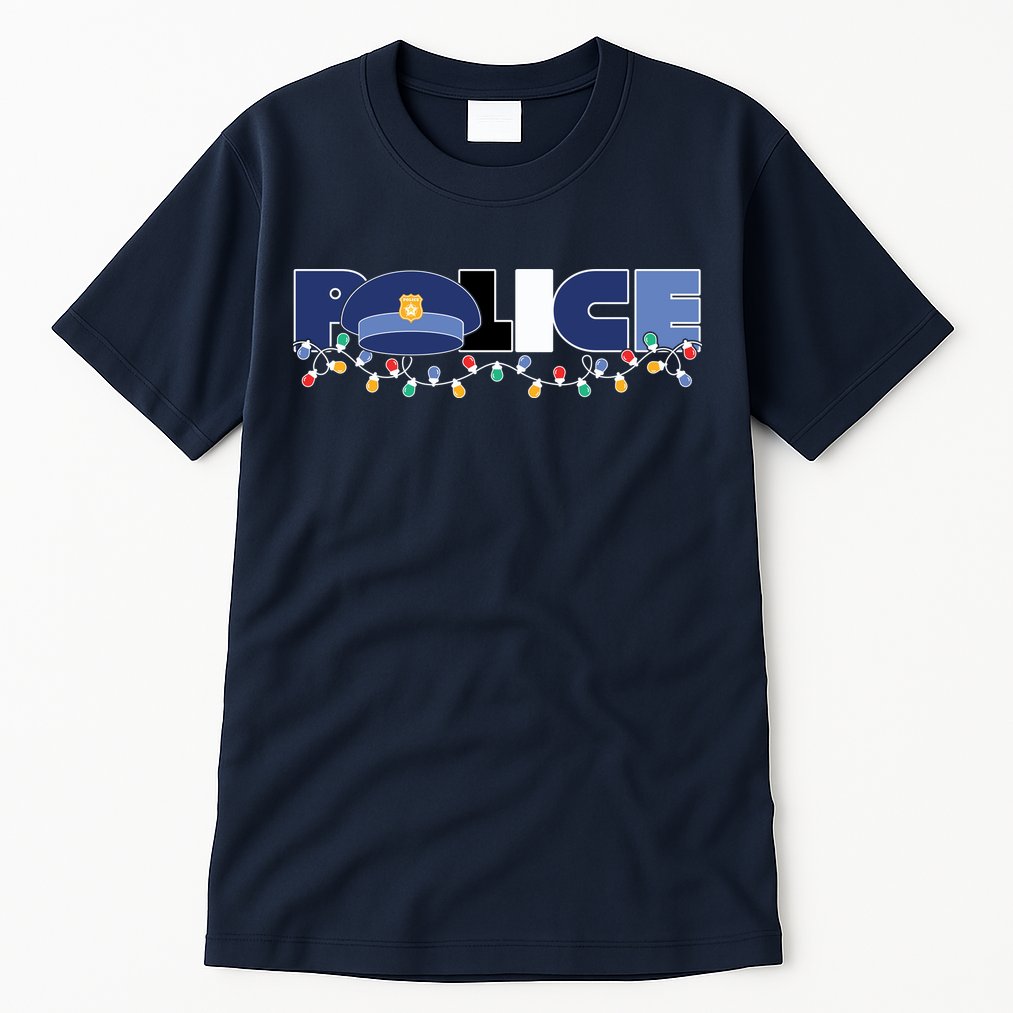 Christmas Police Texture Police Hat Graphic Oversized Tall T-Shirt