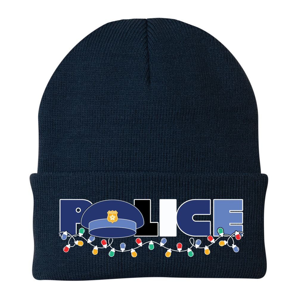 Christmas Police Texture Police Hat Graphic Oversized Beanie