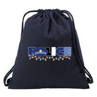 Christmas Police Texture Police Hat Graphic Oversized Drawstring Bag