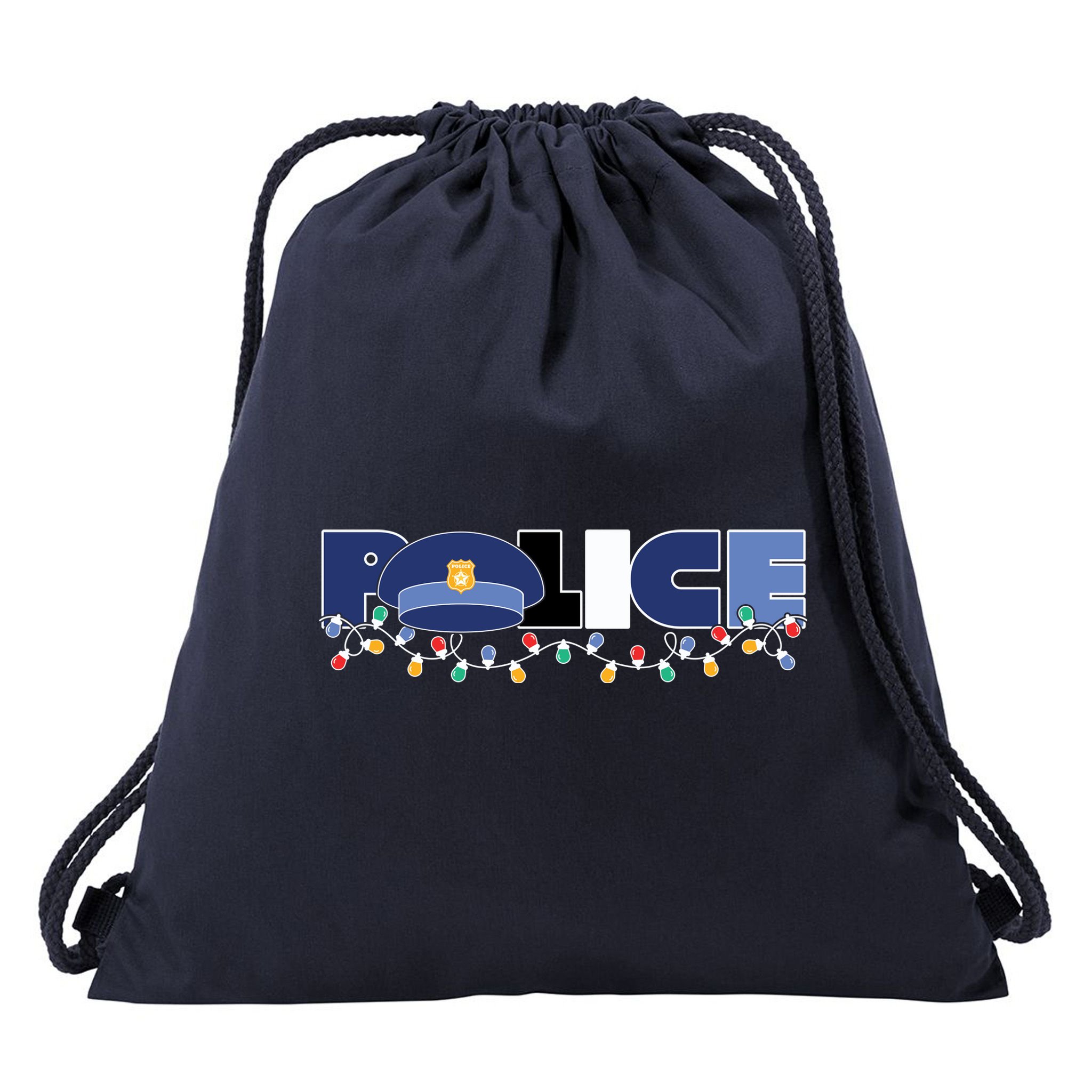 Christmas Police Texture Police Hat Graphic Oversized Drawstring Bag