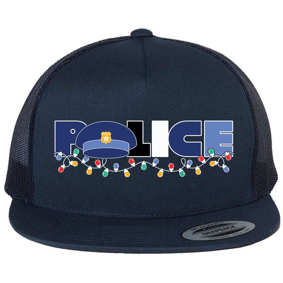 Christmas Police Texture Police Hat Graphic Oversized Flat Bill Trucker Hat