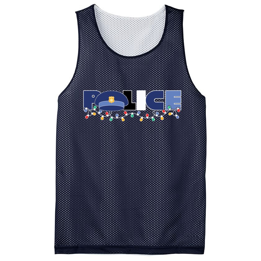 Christmas Police Texture Police Hat Graphic Oversized Mesh Reversible Basketball Jersey Tank