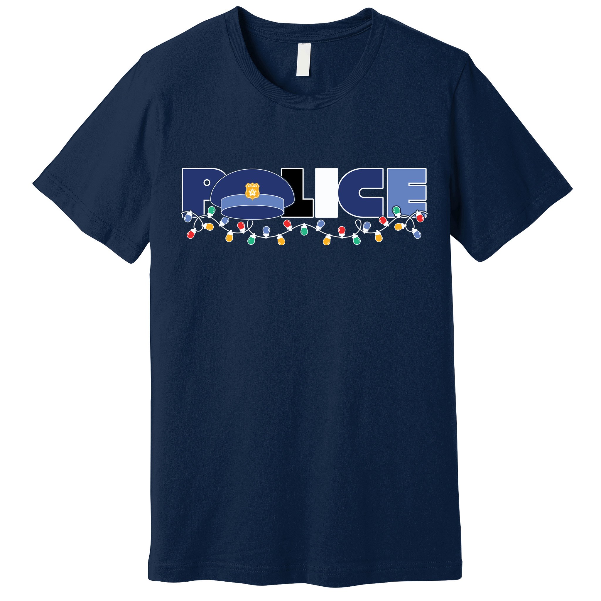 Christmas Police Texture Police Hat Graphic Oversized Premium T-Shirt