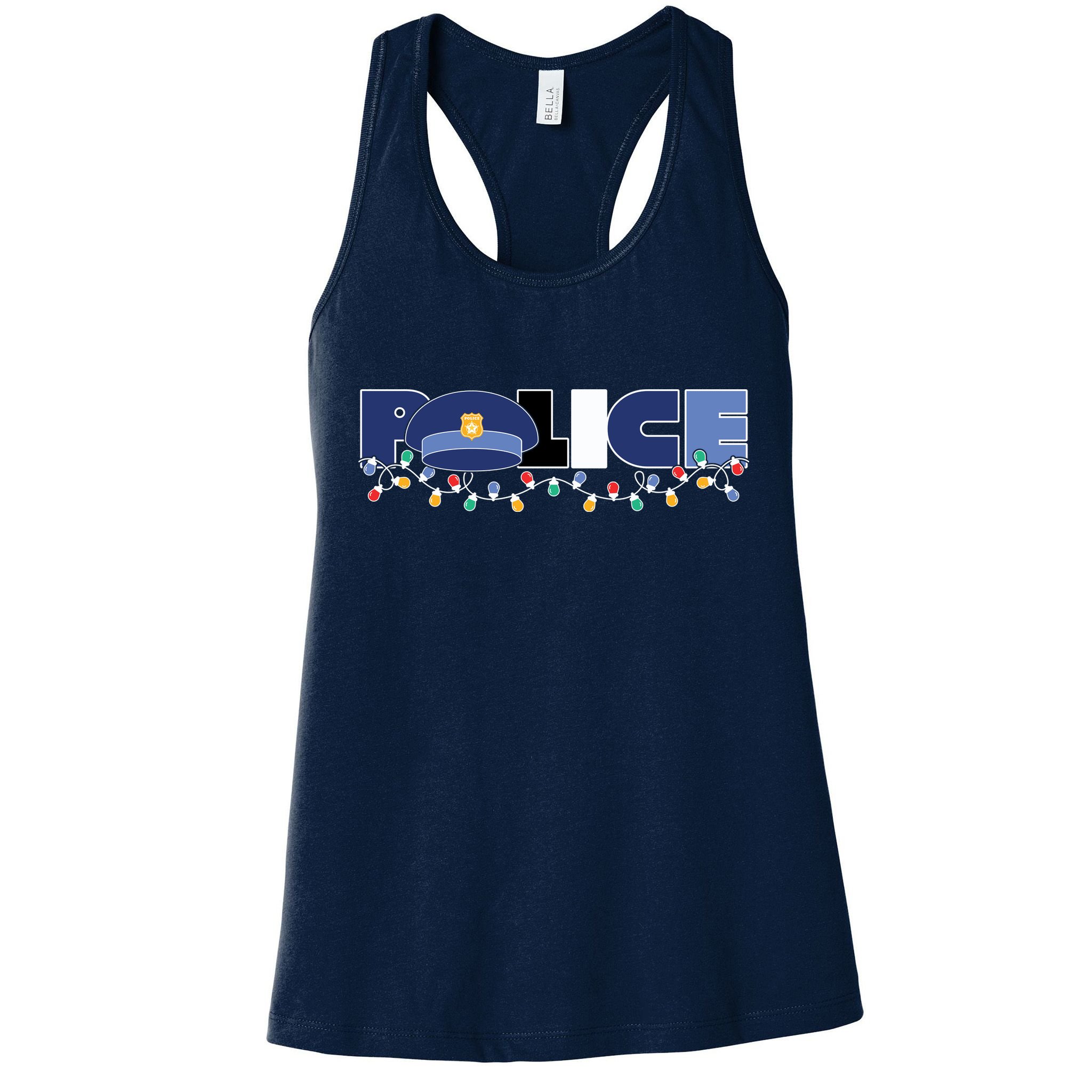 Christmas Police Texture Police Hat Graphic Oversized Womens Tank Top