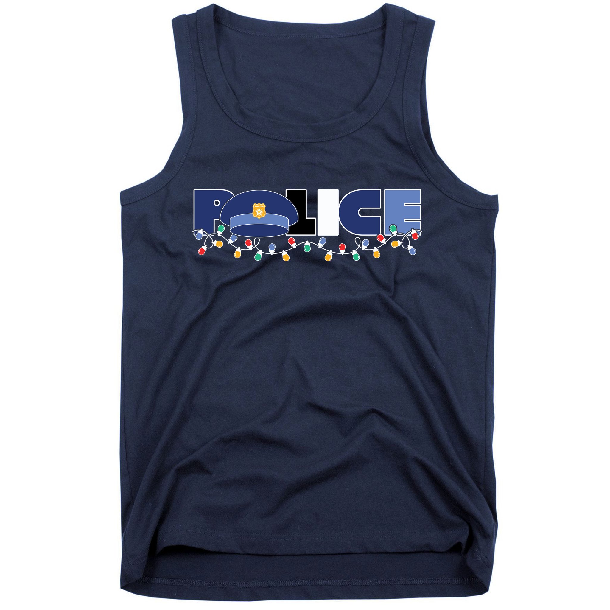 Christmas Police Texture Police Hat Graphic Oversized Tank Top