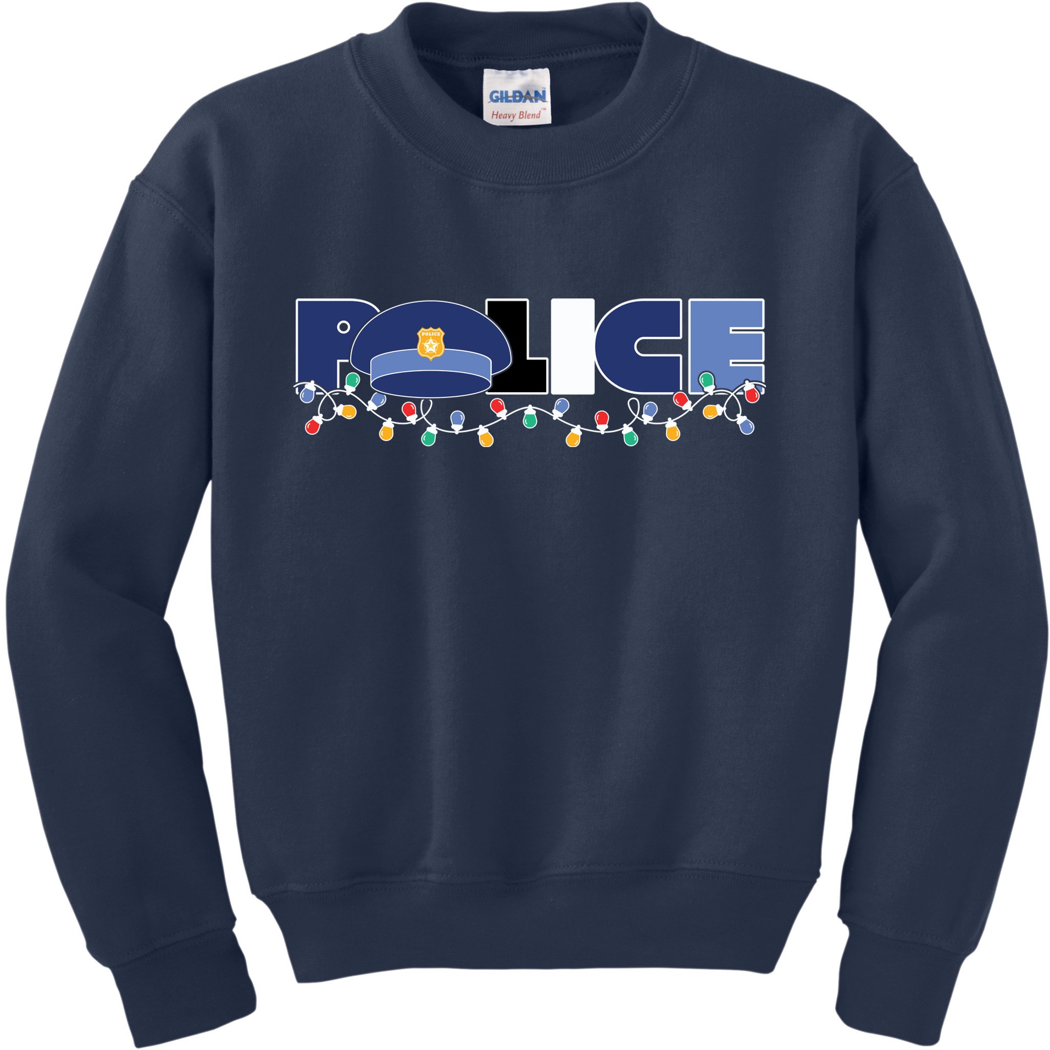 Christmas Police Texture Police Hat Graphic Oversized Kids Sweatshirt