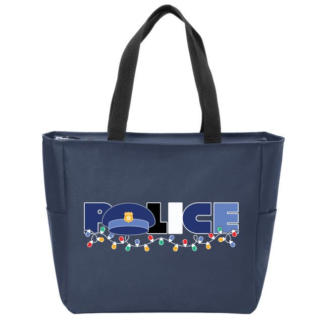 Christmas Police Texture Police Hat Graphic Oversized Zip Tote Bag