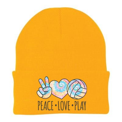 Cute Pink Tie Dye Volleyball Teen Girls Peace Love Play Cute Gift Knit Cap Winter Beanie