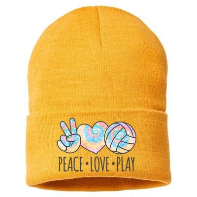 Cute Pink Tie Dye Volleyball Teen Girls Peace Love Play Cute Gift Sustainable Knit Beanie