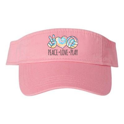 Cute Pink Tie Dye Volleyball Teen Girls Peace Love Play Cute Gift Valucap Bio-Washed Visor