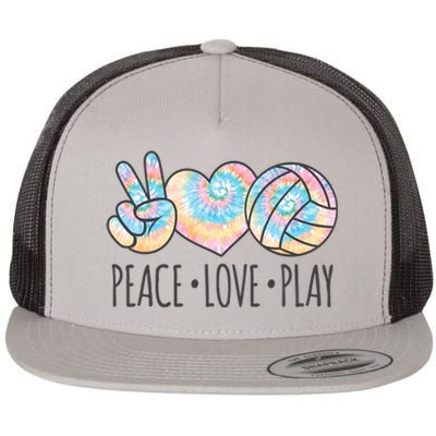 Cute Pink Tie Dye Volleyball Teen Girls Peace Love Play Cute Gift Flat Bill Trucker Hat