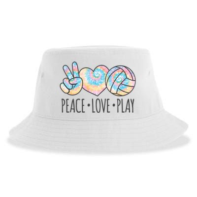 Cute Pink Tie Dye Volleyball Teen Girls Peace Love Play Cute Gift Sustainable Bucket Hat