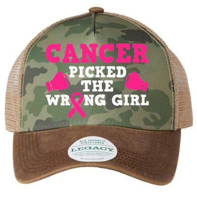 Cancer Picked The Wrong Pink Ribbon Legacy Tie Dye Trucker Hat