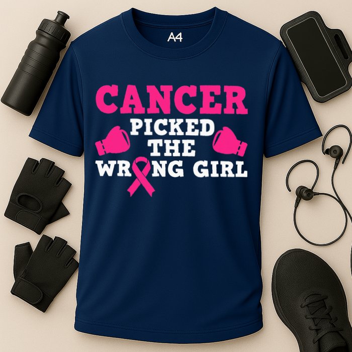Cancer Picked The Wrong Pink Ribbon Cooling Performance Crew T-Shirt