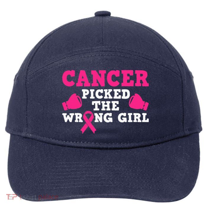 Cancer Picked The Wrong Pink Ribbon 7-Panel Snapback Hat