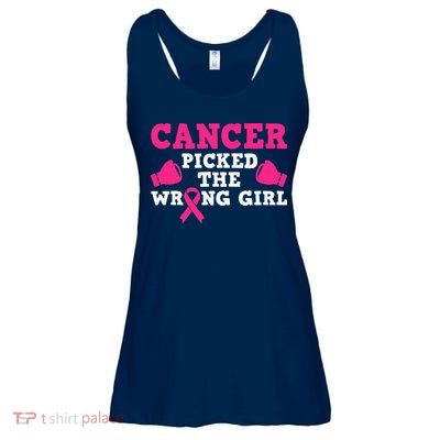 Cancer Picked The Wrong Pink Ribbon Ladies Essential Flowy Tank