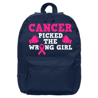 Cancer Picked The Wrong Pink Ribbon 16 in Basic Backpack