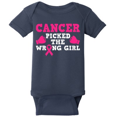 Cancer Picked The Wrong Pink Ribbon Baby Bodysuit