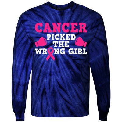 Cancer Picked The Wrong Pink Ribbon Tie-Dye Long Sleeve Shirt