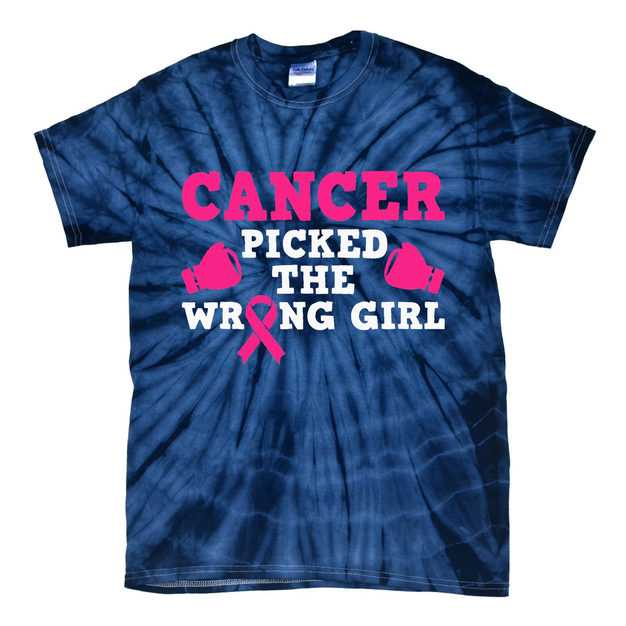 Cancer Picked The Wrong Pink Ribbon Tie-Dye T-Shirt