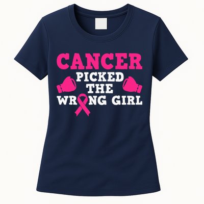 Cancer Picked The Wrong Pink Ribbon Womens T-Shirt