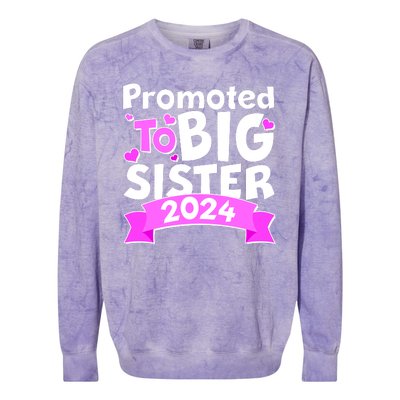 Cute Promoted To Big Sister 2024 Colorblast Crewneck Sweatshirt