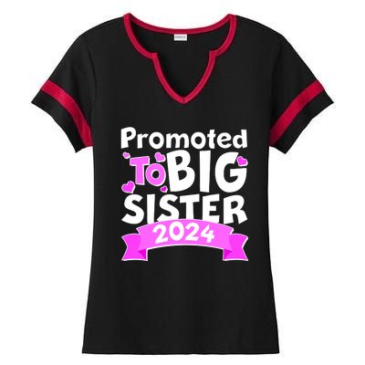 Cute Promoted To Big Sister 2024 Ladies Halftime Notch Neck Tee