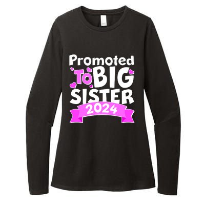 Cute Promoted To Big Sister 2024 Womens CVC Long Sleeve Shirt