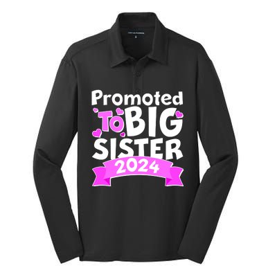 Cute Promoted To Big Sister 2024 Silk Touch Performance Long Sleeve Polo