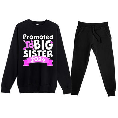 Cute Promoted To Big Sister 2024 Premium Crewneck Sweatsuit Set