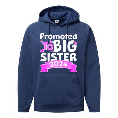 Cute Promoted To Big Sister 2024 Performance Fleece Hoodie