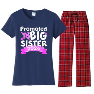 Cute Promoted To Big Sister 2024 Women's Flannel Pajama Set