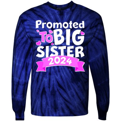 Cute Promoted To Big Sister 2024 Tie-Dye Long Sleeve Shirt