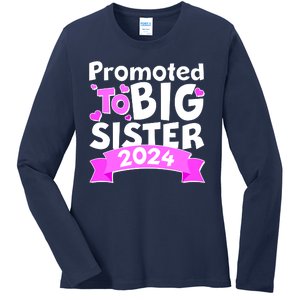 Cute Promoted To Big Sister 2024 Ladies Long Sleeve Shirt