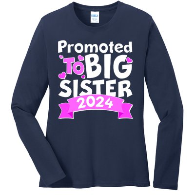 Cute Promoted To Big Sister 2024 Ladies Long Sleeve Shirt