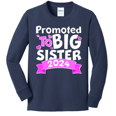 Cute Promoted To Big Sister 2024 Kids Long Sleeve Shirt