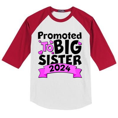 Cute Promoted To Big Sister 2024 Kids Colorblock Raglan Jersey