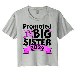 Cute Promoted To Big Sister 2024 Women's Crop Top Tee