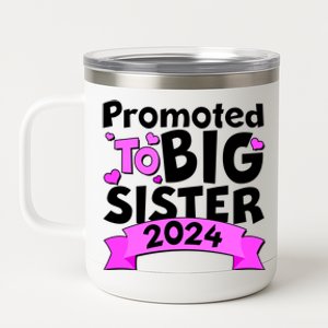 Cute Promoted To Big Sister 2024 12 oz Stainless Steel Tumbler Cup