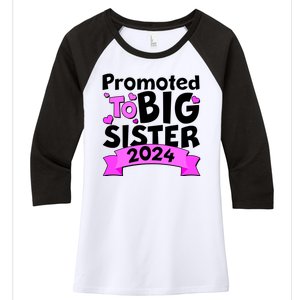 Cute Promoted To Big Sister 2024 Women's Tri-Blend 3/4-Sleeve Raglan Shirt