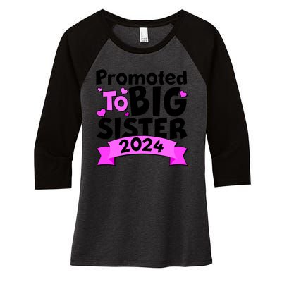 Cute Promoted To Big Sister 2024 Women's Tri-Blend 3/4-Sleeve Raglan Shirt