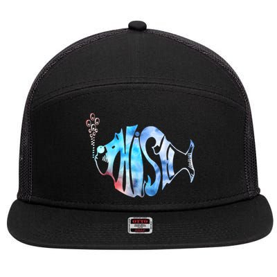 Colorful Phishjam Tiedye For Fisherman Fish Graphic 7 Panel Mesh Trucker Snapback Hat