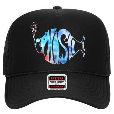 Colorful Phishjam Tiedye For Fisherman Fish Graphic High Crown Mesh Back Trucker Hat