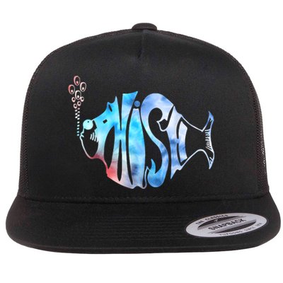 Colorful Phishjam Tiedye For Fisherman Fish Graphic Flat Bill Trucker Hat