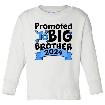 Cute Promoted To Big Brother 2024 Toddler Long Sleeve Shirt