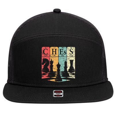 Chess Periodic Table Elements Nerd Chess Player Vintage 7 Panel Mesh Trucker Snapback Hat